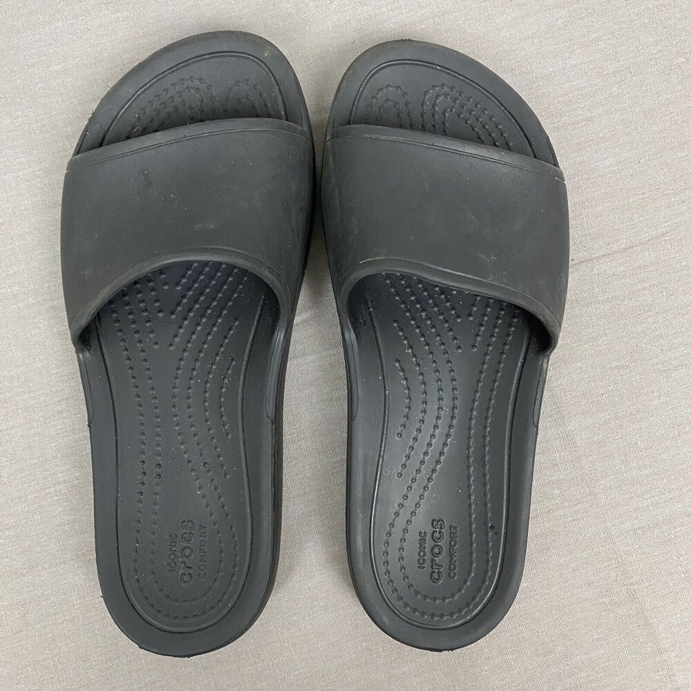 Crocs Comfort Lightweight Sloane Black Slide Slip On Sandals Women's‎ Size 4